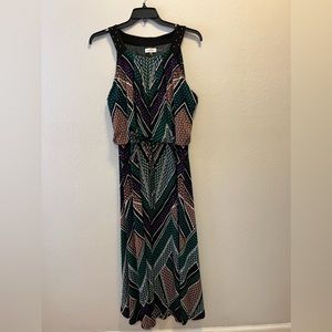 Calvin Klein halter dress 1x bronze metal accents